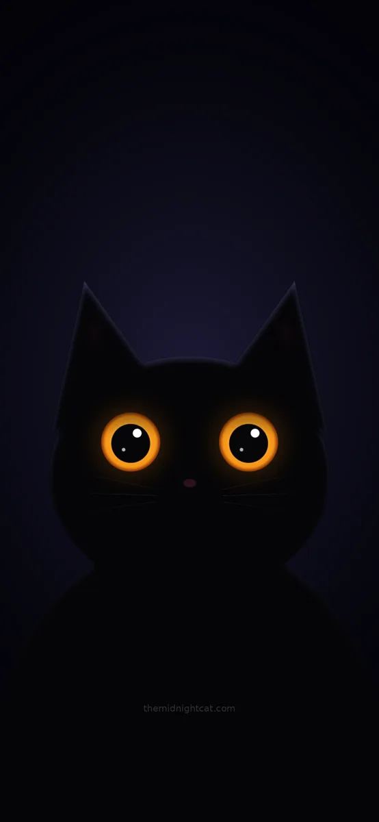 Black cat wallpaper: two glowing amber eyes in the dark